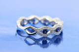 2ct Round Cut Blue Sapphire Wedding Band Ring Infinity Wave 14k WhiteGold Finish