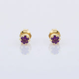 0.5ct Stud Earrings Round Cut Purple Amethyst Solitaire 14k Yellow Gold Finish