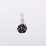 1ct Round Cut Black Diamond Cluster Pendant 14k White Gold Finish NO CHAIN