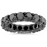 3.5Ct Round Cut Black Diamond Full Eternity Wedding Band 14K Black Gold Finish