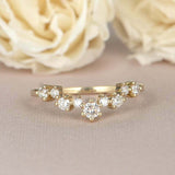 1.4ct Round Cut Diamond Curved Stackable Engagement Ring 14k Yellow Gold Finish