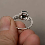 2ct Emerald Black Diamond Engagement Ring 14k WhiteGold Finish Accents Solitaire