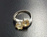 1.7ct Engagement Ring Oval Cut Citrine Two Stone Bypass 14k White Gold Finish