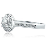 1.4ct Round Diamond Engagement Ring Classic Halo Solitaire 14k White Gold Finish