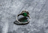 1ct Engagement Ring Round Cut Green Emerald Vintage Inspired 14k White Gold Over