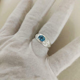 2ct Oval Cut London Blue Topaz Vintage Inspired Ring 14k White Gold Finish