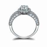 2.5ct Round Cut Diamond Milgrain Solitaire with Accent Ring 14k WhiteGold Finish