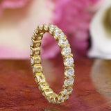 Full Eternity Wedding Ring Band 2ct Round Cut Diamond 14k Yellow Gold Finish