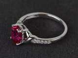 1.7ct Oval Cut Pink Ruby Engagement Ring 14k White Gold Finish Accents Solitaire