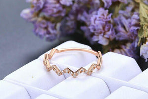 2ct Round Cut Yellow Citrine Zig Zag Petite Stackable Band 14k Rose Gold Finish