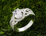 Infinity Unique Engagement Ring 2.5ct Oval Cut Diamond 14k White Gold Finish