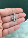 0.4ct Round Cut Diamond Pendant with Chain Mini Cross Design 14k White Gold Over