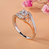 3Ct Round Cut Diamond Heart Swirl Proposal Engagement Ring 14K Dual Gold Finish