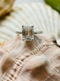 1.5ct Engagement Ring Emerald Cut Diamond 4 Prong Solitaire 14k WhiteGold Finish