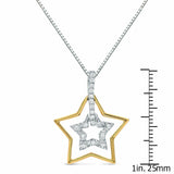 2Ct Round Cut Diamond Double Star Pendant 14K Dual Gold Tone Finish NO CHAIN