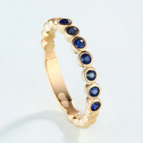 1.4ct Round Cut Blue Sapphire Bezel Set Half Eternity Band 14k YellowGold Finish