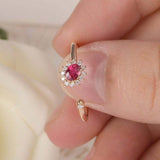 1ct Oval Cut Pink Ruby Diamond Halo Open Cuff Engagement Ring 14k Rose Gold Over