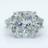 5Ct Radiant Cut Diamond Gatsby Iced Trilogy Engagement Ring 18K White Gold Over