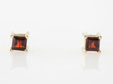 0.6ct Princess Cut Red Garnet Solitaire Stud Earrings 14k Yellow Gold Finish