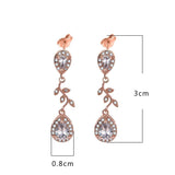 2ct Pear Cut VVS1D Diamond Halo Leaf Design Drop Earrings 14k Rose Gold Finish