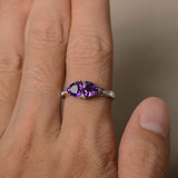 2ct Trillion Cut Purple Amethyst Two Stone Engagement Ring 14k White Gold Finish