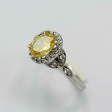 2.2ct Oval Yellow Citrine Engagement Ring Diamond Floral Halo 14k WhiteGold Over