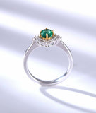 1.5ct Oval Cut Green Emerald Engagement Ring Diamond Halo 18k White Gold Finish