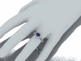 2.7ct Round Cut Blue Sapphire Engagement Ring Bridal Set Halo 14k WhiteGold Over