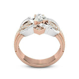 3.5ct Heart Diamond Infinity Claddagh Engagement Ring 14K Dual Tone Gold Over