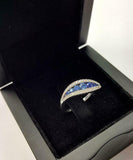 2ct Round Blue Sapphire Engagement Ring Split Band Statement 14k White Gold Over