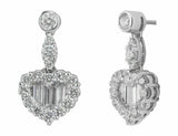 3Ct Emerald Cut Diamond Heart Halo Women Drop Earrings 14K White Gold Finish