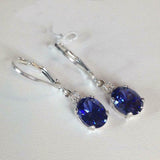 2Ct Oval Cut Blue Sapphire Diamond Elegant Drop Earrings 14K White Gold Finish