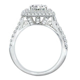 2.4ct Cushion Diamond Engagement Ring Round Accent Dual Halo 14k White Gold Over