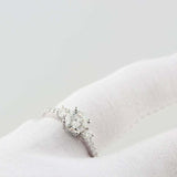 1.7ct Round Cut Diamond Engagement Ring Accents Trilogy 14k White Gold Finish