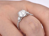 2ct Round Cut Diamond Trilogy Engagement Ring with Accent 14k White Gold Finish