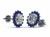 1.5ct Round Cut Diamond Floral Cluster Stud Earrings Women 14k White Gold Finish