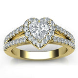 2.5ct Heart Cut Diamond Split Shank Band Engagement Ring 14k Yellow Gold Finish