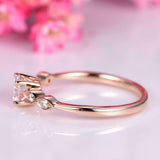 1.5ct Round Cut Diamond Engagement Ring Five Stone Solitaire 14k RoseGold Finish