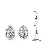 2Ct Pear Cut Diamond Halo Filigree Women Stud Earrings 14K White Gold Finish