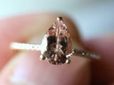 2ct Engagement Ring Pear Cut Peach Morganite Hidden Halo 14k Yellow Gold Finish