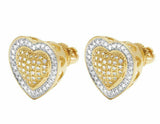 1.3ct Round Cut VVS1D Diamond Double Heart Stud Earrings 14k Yellow Gold Finish