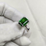 2ct Emerald Cut Green Peridot Braided Shank Solitaire Ring 14k White Gold Finish