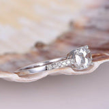 Solitaire Promise Engagement Ring 1ct Oval Cut Diamond 14k White Gold Finish