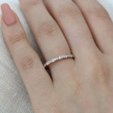 1ct Round Cut Diamond Thin Minimalist Wedding Band Ring 14k Rose Gold Finish