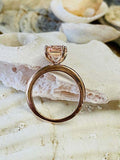 2.5ct Engagement Ring Cushion Cut Peach Morganite Solitaire 14k WhiteGold Finish