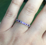 2ct Baguette Round Purple Amethyst Half Eternity Wedding Band 14k WhiteGold Over