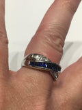 3ct Wedding Ring Band Baguette Cut Sapphire Twist Split Shank 14k WhiteGold Over