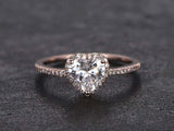 1.5ct Heart Cut Diamond Engagement Ring Accents Solitaire 14k Rose Gold Finish