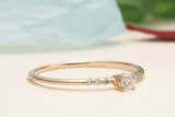 Petite Solitaire with Accents Ring 1ct Round Cut Diamond 14k Yellow Gold Finish