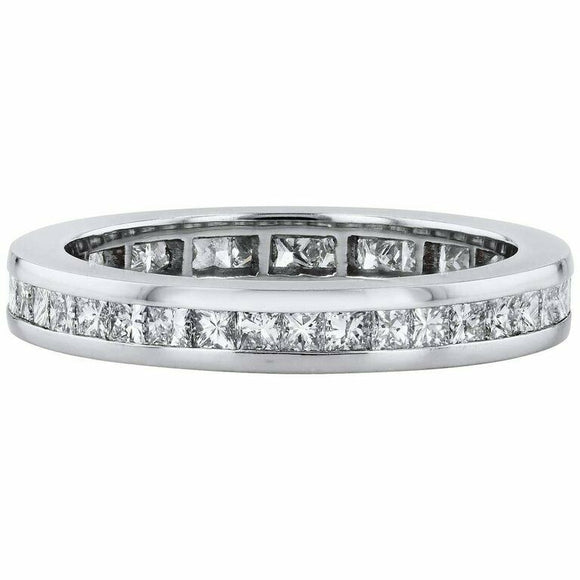 1.33ct Princess Cut Diamond Wedding Ring Band Channel Set 14k White Gold Finish